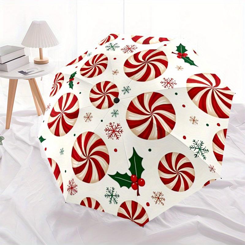1pc Candy Pattern Automatic Folding Umbrella - Portable Foldable Design with 8 Ribs, Durable Plastic & Iron Frame, Casual Outdoor Accessory