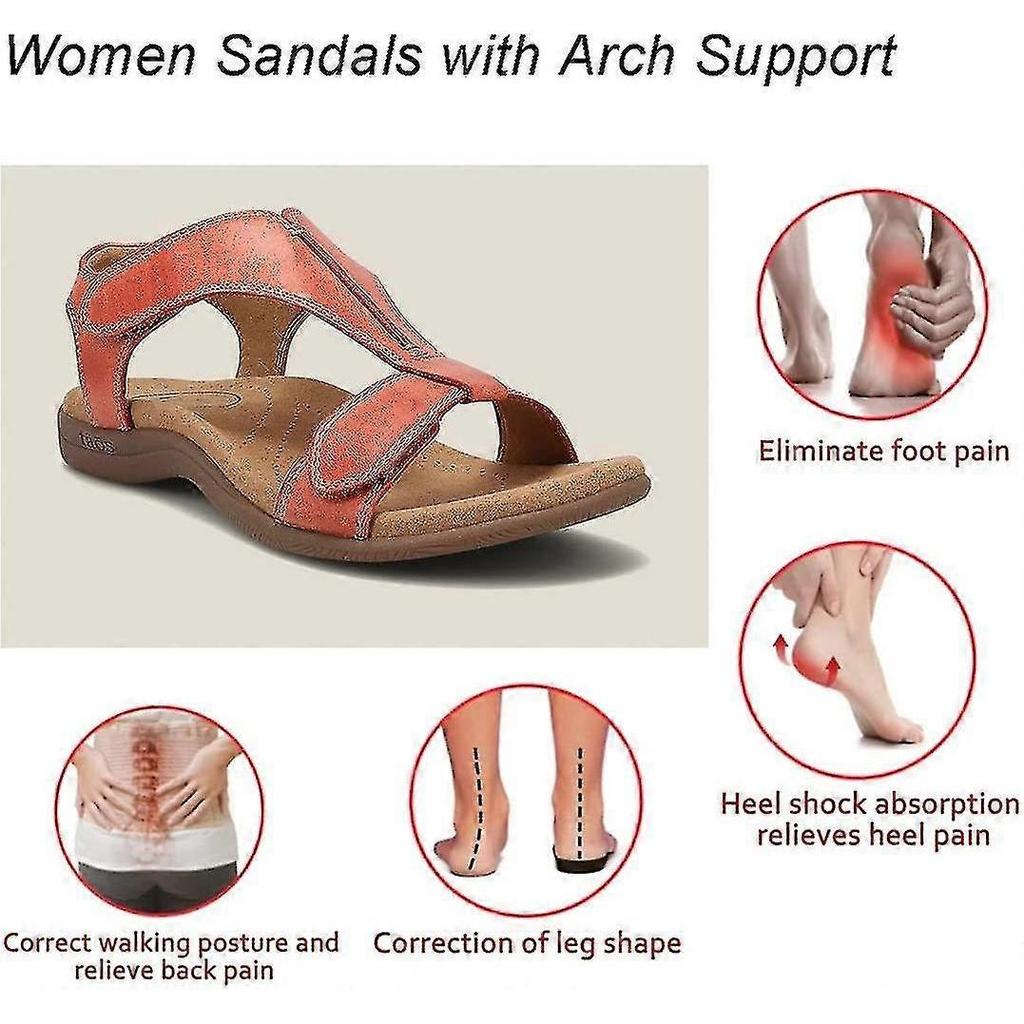 Women's Comfortable Orthopedic Sandals, Sursell Orthopedic Sandals, Flat Beach Casual Sandals-37-black