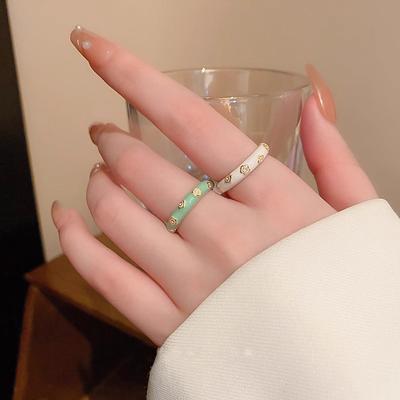 Flower Oil Drop Star Open Ring INS Simple Fresh Index Finger Ring Niche Light Luxury Temperament Casual Dainty Minimalist Hand Fashion Jewelry