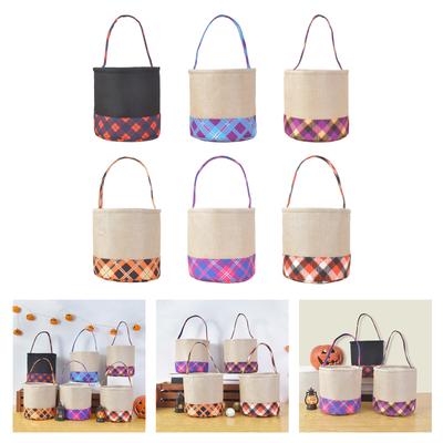 Halloween Candy Bucket with Handle Large Capacity Portable Cloth Candy Basket For Candy Treats Holiday Party Decoration