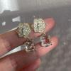 Seiko French Elegance: Camellia Diamond-Set Square Crystal Earrings for Women