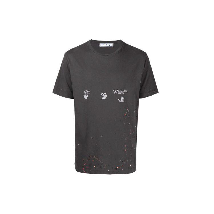 T-shirt con Stampa Schizzi di Vernice OFF WHITE OMAA027S21JER0020601
