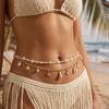 Mehrschichtige Boho Harz Seestern Bauchkette für Damen Kunstperle Muschel Taille Körper Schmuck Sommer Strandurlaub Resort