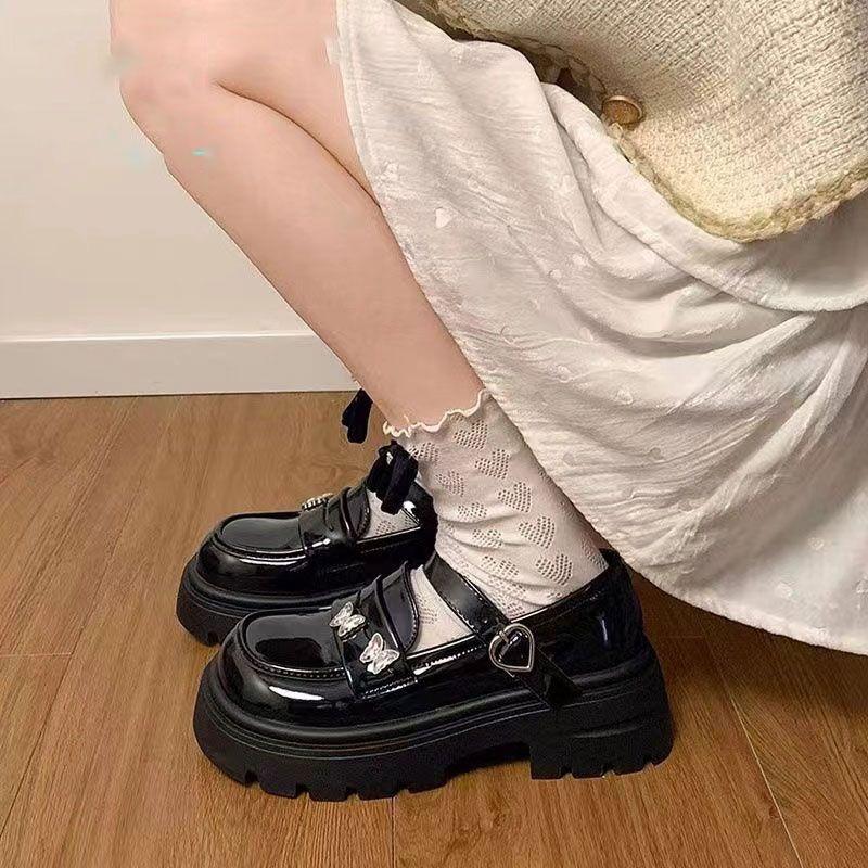 Fashion French Sweet Girl Lolita Mary Jane Shoes Fashion Princess Cute Bow Women Shoes Outdoor No Slip Increased Casual Footwear Loafers