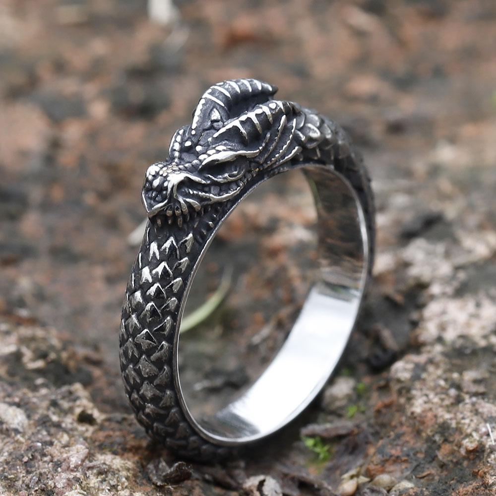 NEW 316L Stainless steel Nordic Mythology Giant dragon Animal ring Pagan Odin Amulet scandinavian fashion jewelry free shipping