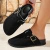Classic Faux Suede Mule Slippers Women Anti Slip Outdoor Shoes Woman Cork Closed Toe Casual Sandals Platform Slides Female