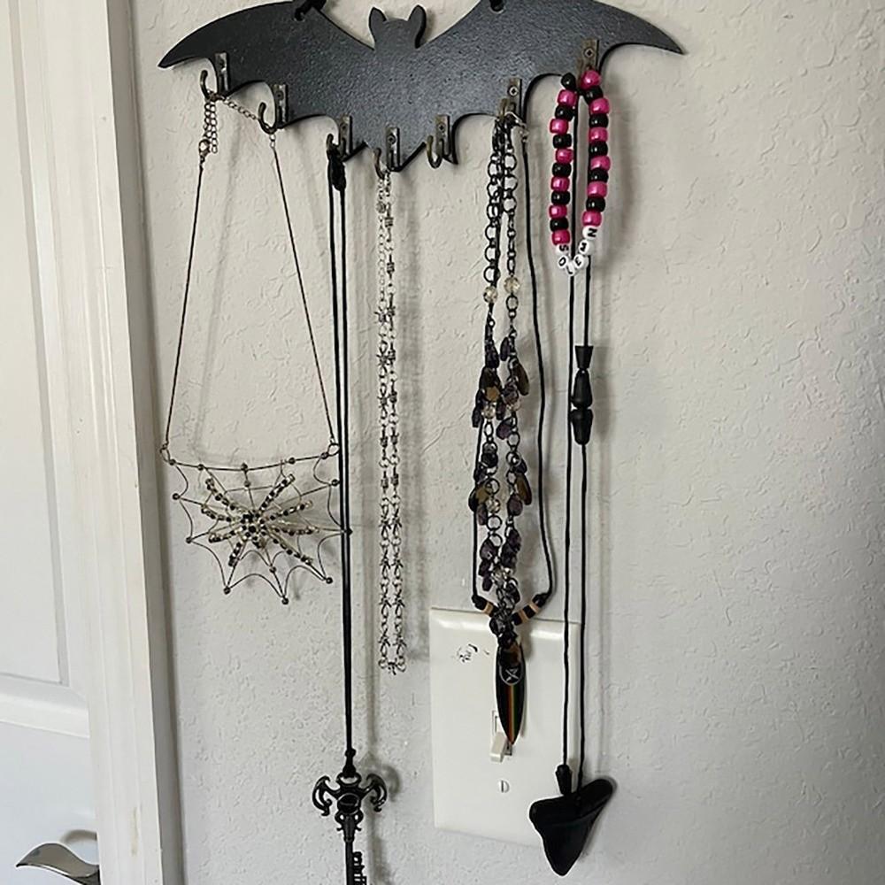 Retro Platzsparender Organizer Kleiderbügelständer Halloween Gotischer Schlüsselhalter Holzfledermaus Wandhaken Eingangsbereich