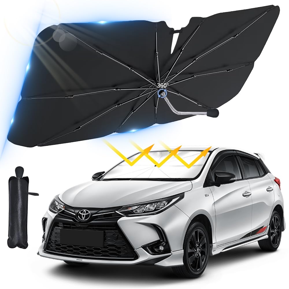 [2025 Enhanced Version & Bendable Inner Rod] Car Sunshade Front Umbrella Type Car Sun