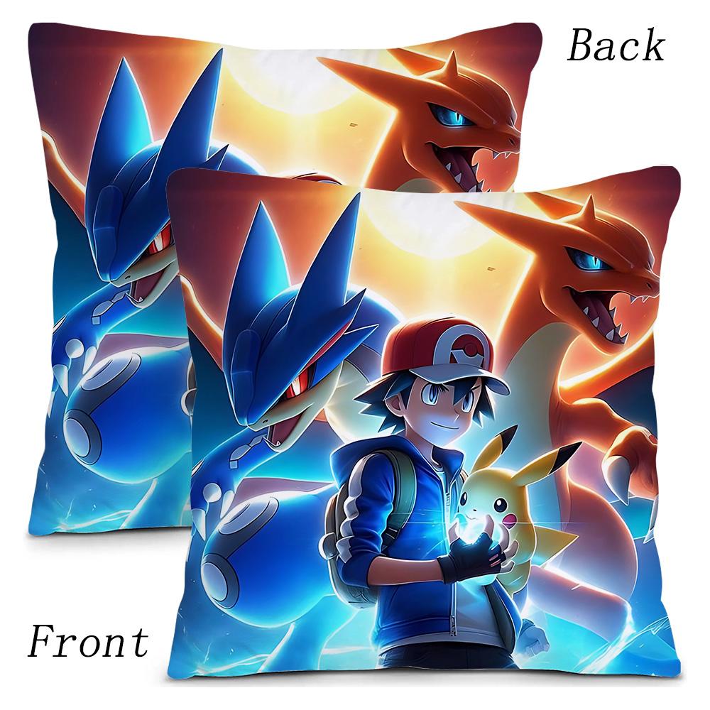 Pillow Covers Cartoon Charizards Sofa Decorative Home Double-Sided Printing Short Plush Cute Cushion Cover