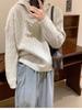 100% Pure Wool Women's Winter Cable Knit Hoodie Sweater - Slim Fit Casual Cashmere Knitwear