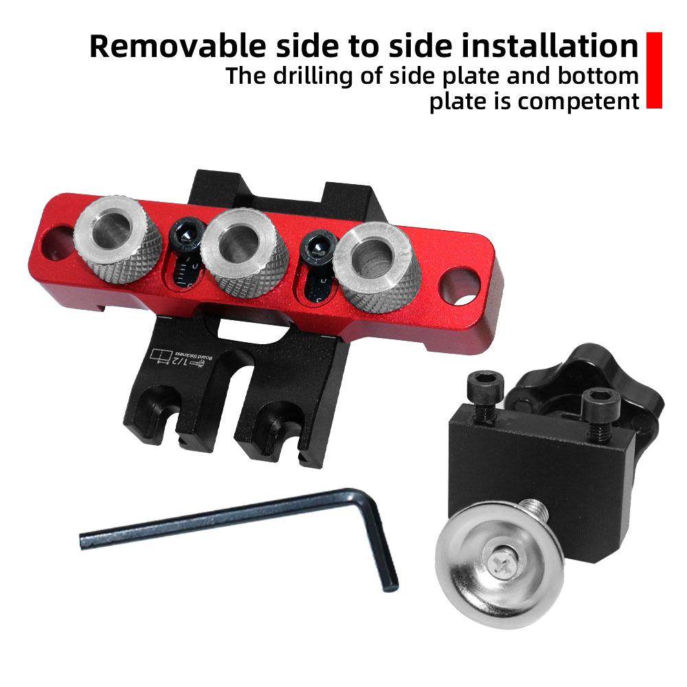 Holzbearbeitung 3 in 1 Dübelbohrlehre Universelle Dübel-Nocken-Bohrlehre Holzlochbohrführung Locator Einstellbares Taschenloch-Bohrlehren-Set