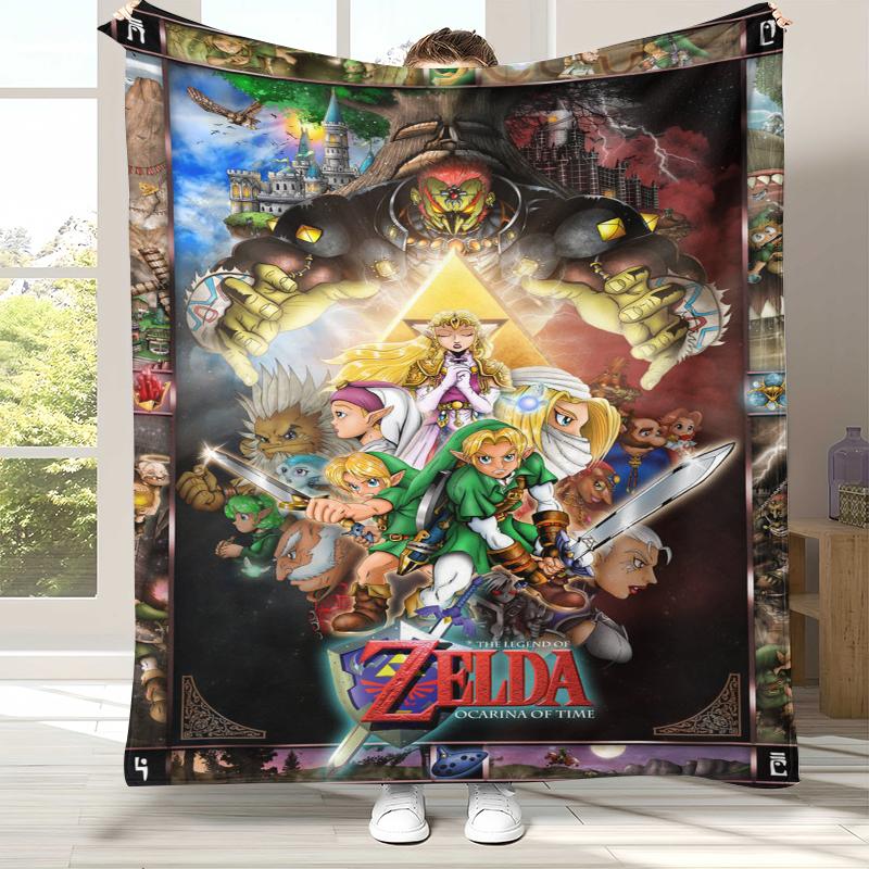 Retro Z-Zelda Cartoon Link Games Flannel Blanket,Ultra Soft Warm Plush Throw for Home Bedroom Bed Sofa Cover Camping Picnic kid
