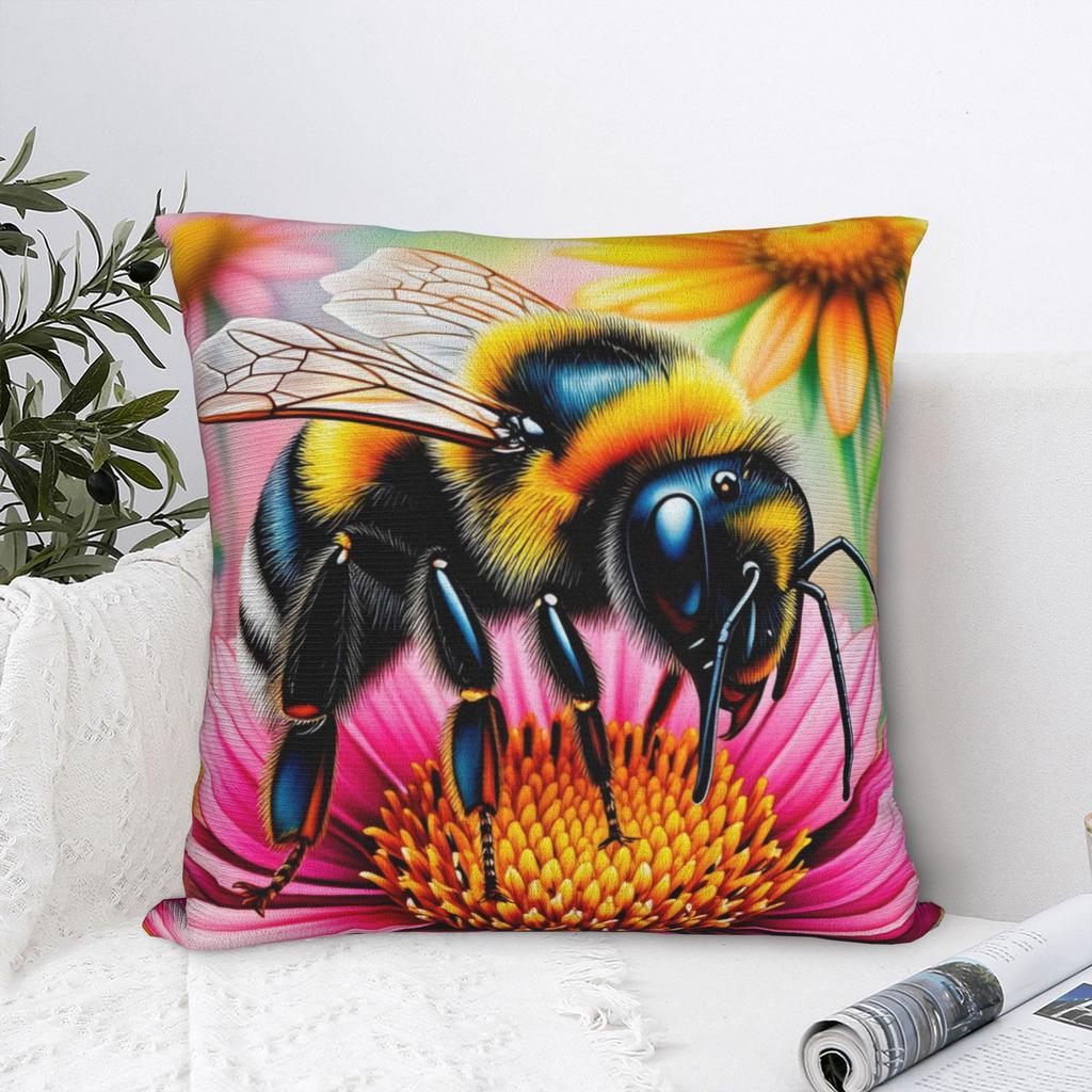 Bee And Flowers Pillow Case Print Pillow Cover For Wedding Party Home Decor Morden Cushion Cover