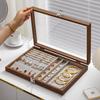 Vintage Wooden Jewelry Organizer Box - Dustproof Display Case For Rings, Necklaces, Earrings & Bracelets - Multipurpose Storage