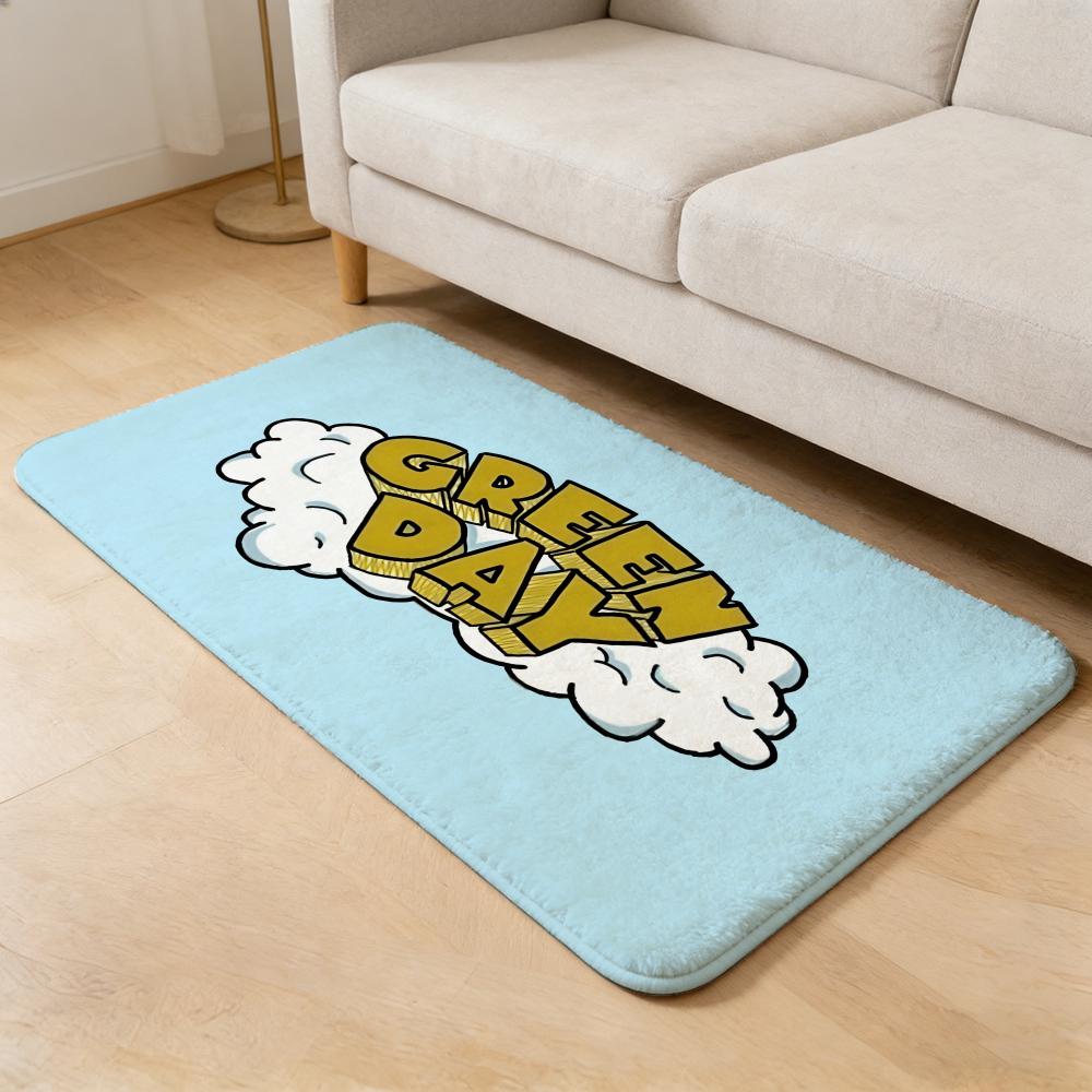 band G-Green Day Floor Mat Flannel Door Mat Non-Slip Absorbent Washable Indoor Home Rug