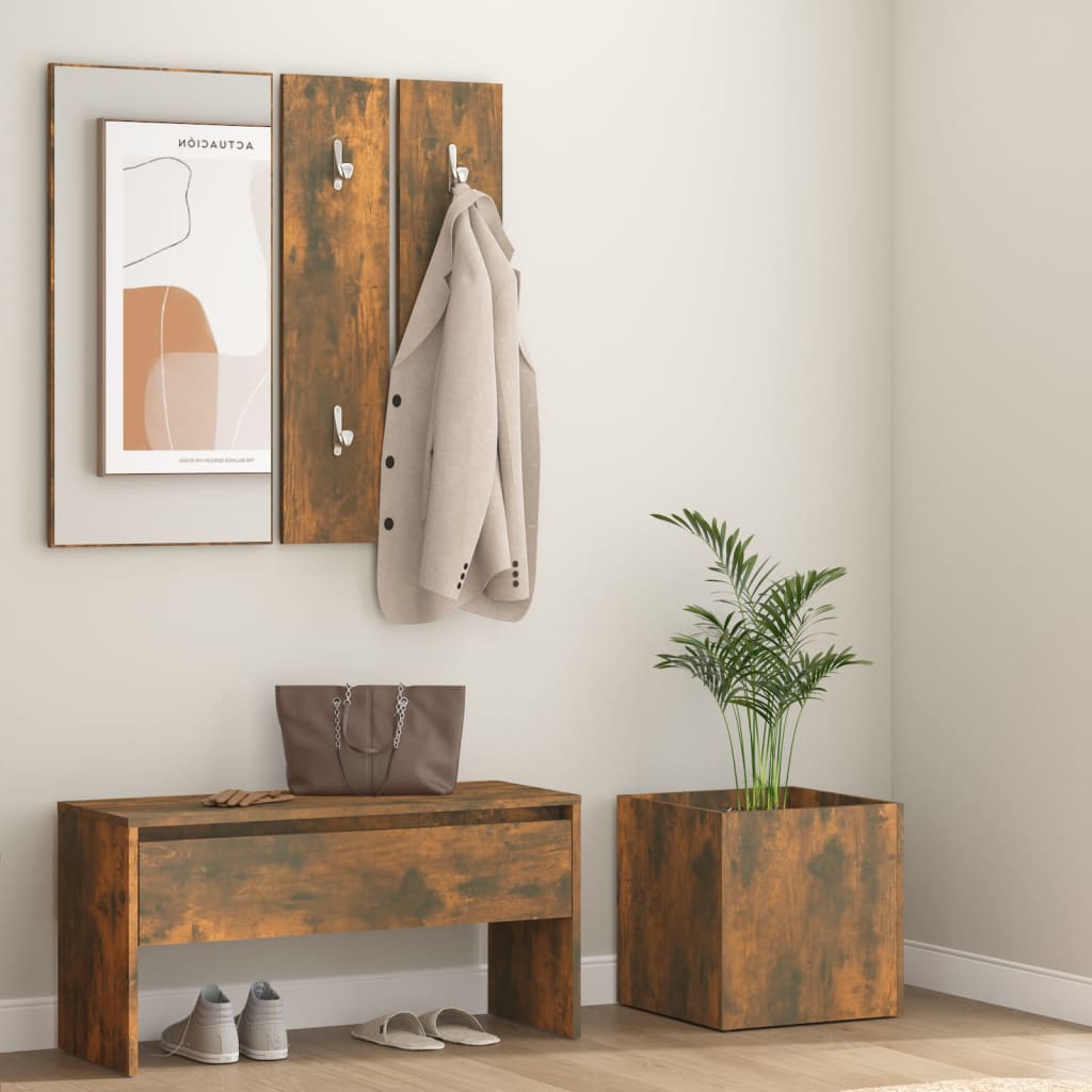 Hallway Furniture Set Smoked Oak Wood Based Material
