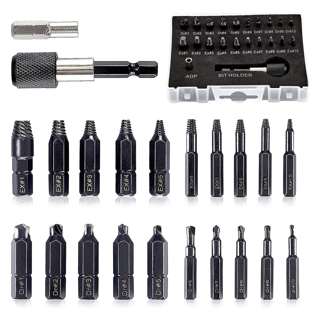 22Pcs/set Damaged Screw Extractor Drill Bits Purpose Tools Broken Speed Out Easy Bolt Stud Stripped Screw Remover Tool