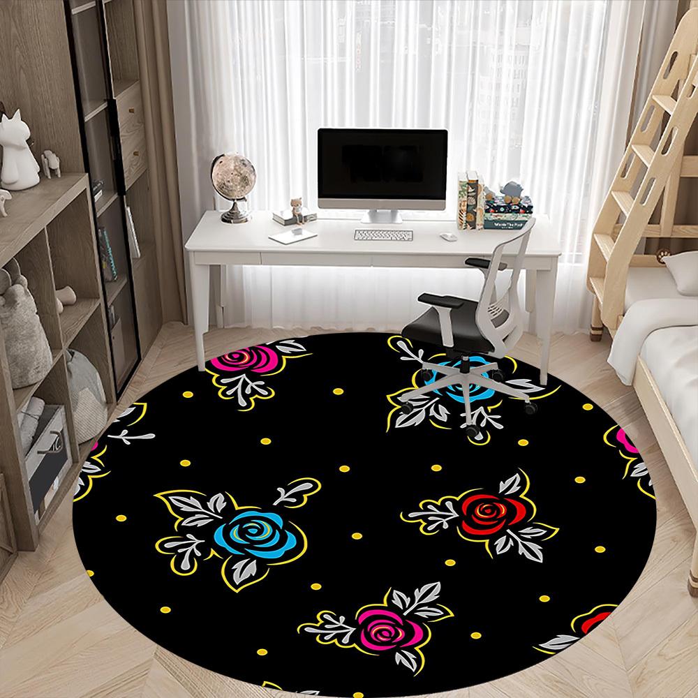 1pc Floral Pattern Chair Carpet for Office - Durable, Ideal for Chair Mats, Stylish & Functional Decorative Rug Yy260203048