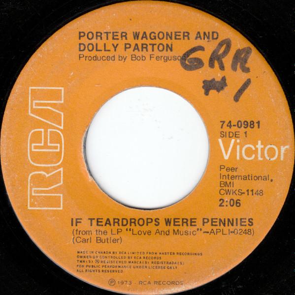 

7inch Record PORTER WAGONER & DOLLY PARTON - If Teardrops Were Pennies 740981 RCA Victor 1973 Canada Country/Folk Used