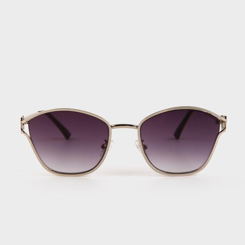 Light luxury cat eye metal frame sunglasses women's fashion versatile hollow old money wind anti-ultraviolet sunglasses men's trend