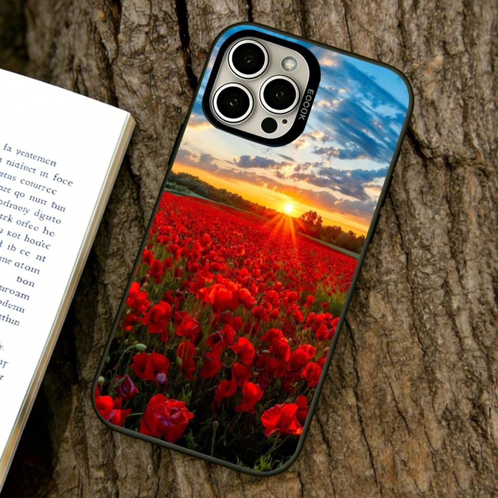 Flower Sea Phone Case For iPhone 17,16,15,14,13,12,11 Plus,Pro Max,XS,Colored Silver Plated Inside Cover