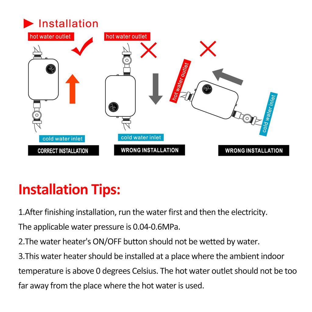 Anında Su Isıtıcı 3500W 220V Beyaz Mini Tankless Anında Sıcak Su Isıtıcı Banyo Mutfak