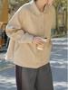 Women's Autumn Cotton Linen Short Cardigan with Raglan Sleeves