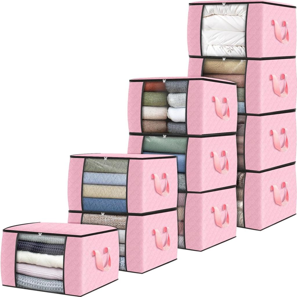 Fab Totes Storage Bags,Clothes Blanket Storage Bins Foldable Closet Organizers with Reinforced Handle for Home Dorm Storage and Organization