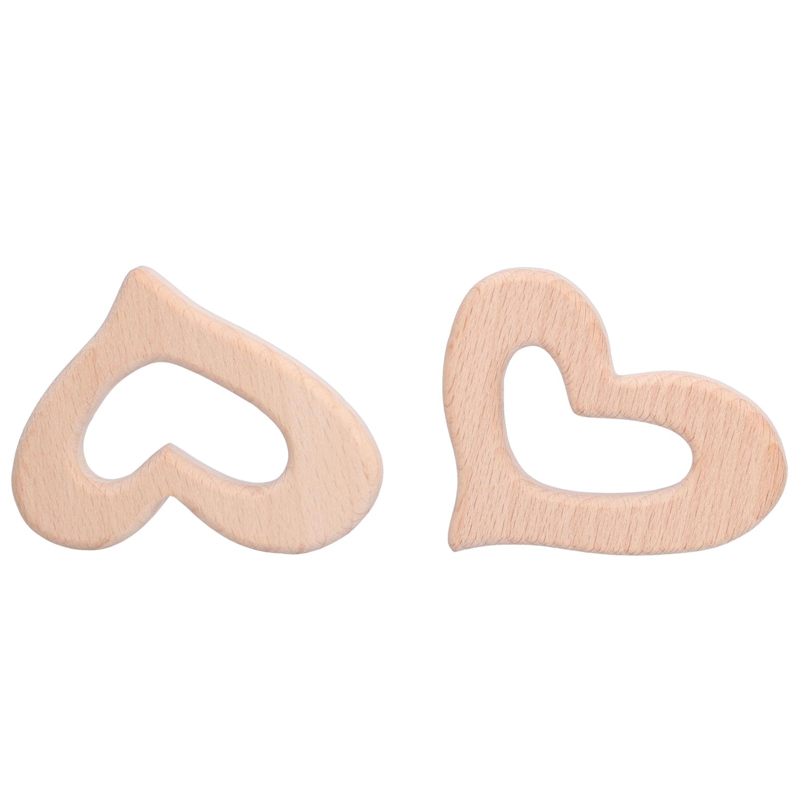 

5Pcs DIY Baby Wood Teether Toys HeartShaped Polished Necklace Pendant Art Craft Accessory