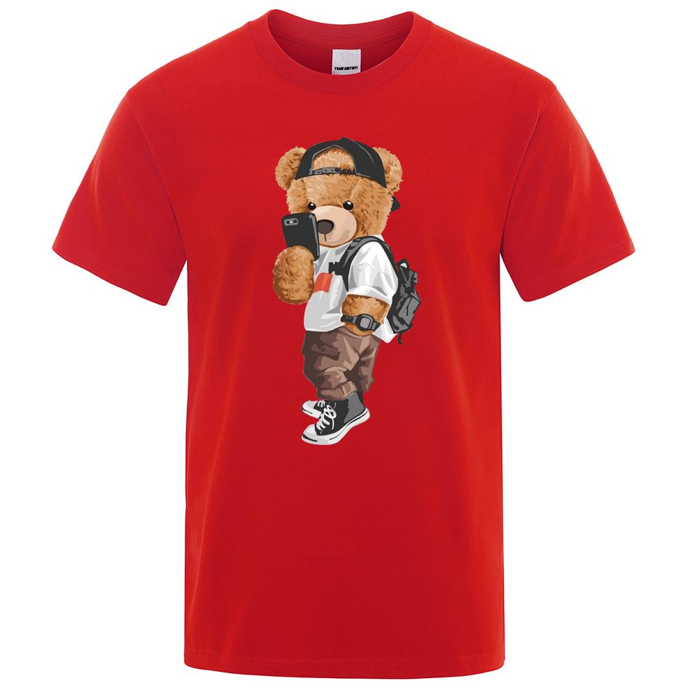 Men 2024 Fashion Ted Bear T Shirt Pure Cotton Tops Tee Funny Men Short Sleeve Crewneck Tees Summer Oversized Female T-Shirts