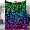 Farbverlauf Neon Leopardendruck Decke Lebendiger Trendiger Stil Fleece Überwurf für Wohnzimmer Schlafzimmer Zuhause Sofa Dekor Erwachsene Gemütliches Geschenk