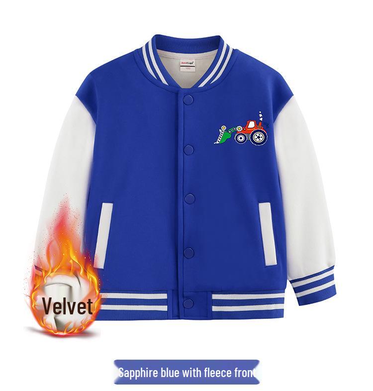 Children's Versatile Baseball Jacket - Spring & Autumn Velvet Cardigan for Boys