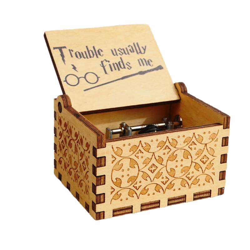 Vintage Harry Potter Hand-crank Music Box Exquisite Wooden Miniature Gift For Couples