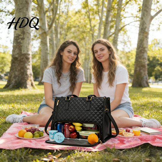 Insulated Lunch Bag Compartment Women Capacity Laptop Quilted Handbag Large Work Tote Shoulder for Travel Business Casual