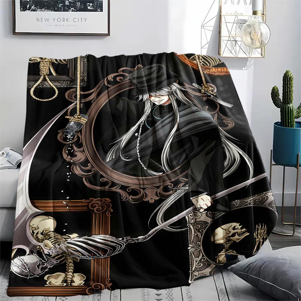 1PC Black Butler Print Flannel Blanket, High Quality All Seasons, Home Decor, Warmth and Comfort, Perfect for Christmas Gifts