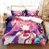 Princess Connect! ReDive Fan Merch Duvet Cover + 2 Pillowcases, Cute Printed Bedding Set for Game Anime Lovers Collection