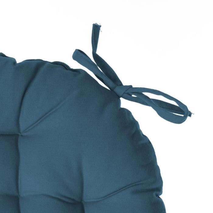 Galette de chaise - Noname - Ronde - 38 cm - Bleu canard - 100% Coton