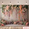 2D Cascading Vine Flower Brick Wall Backdrop Bridal Shower Photo Booth Background
