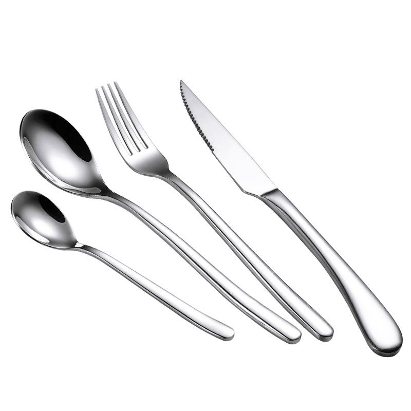 French Moonlight Thickened Stainless Steel Western Tableware Steak Knives, Forks, Spoons Set Supplies Dessert Spoons, Forks