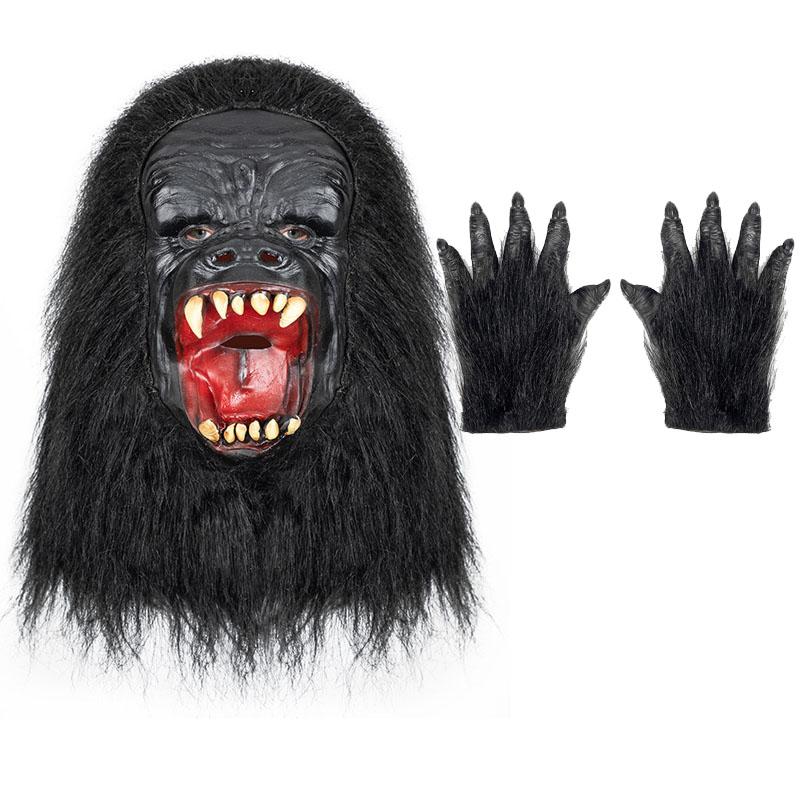 Gorilla-Latexmaske, Handschuhe inklusive Adult One Size schwarz
