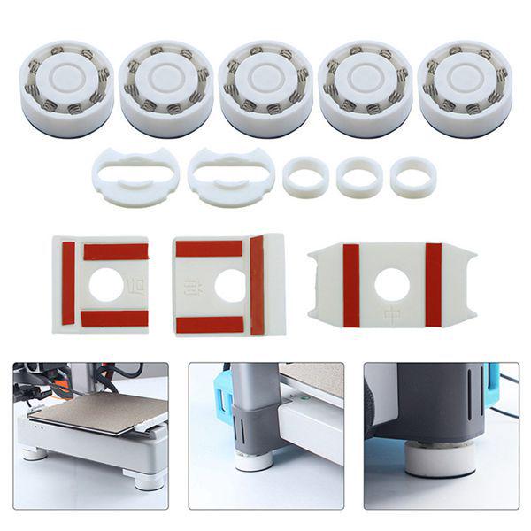 3D Printer Accessories Set: White PETG+Rubber, Compatible with Creality & Bambu.