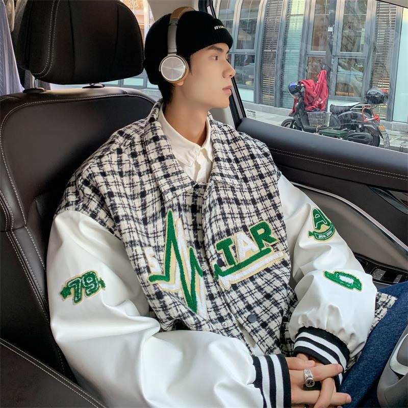 Spring and Autumn Splicing Jacket Men's Spring New American High Street Trendy Baseball Jersey Men's and Women's