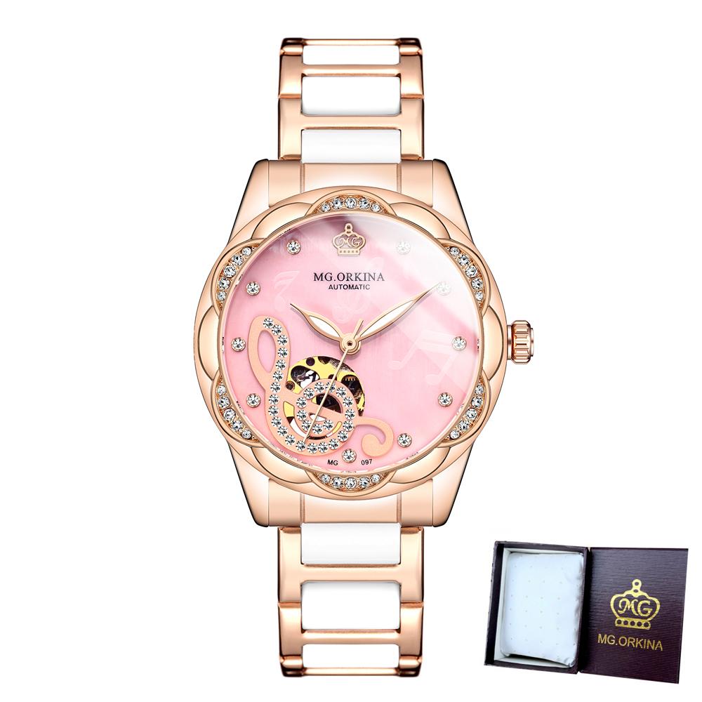 New Luxury Design Women's Watch Diamond Ceramic Stainless Steel Strap Montre Femme Automatic Mechanical Relojes Para Mujer