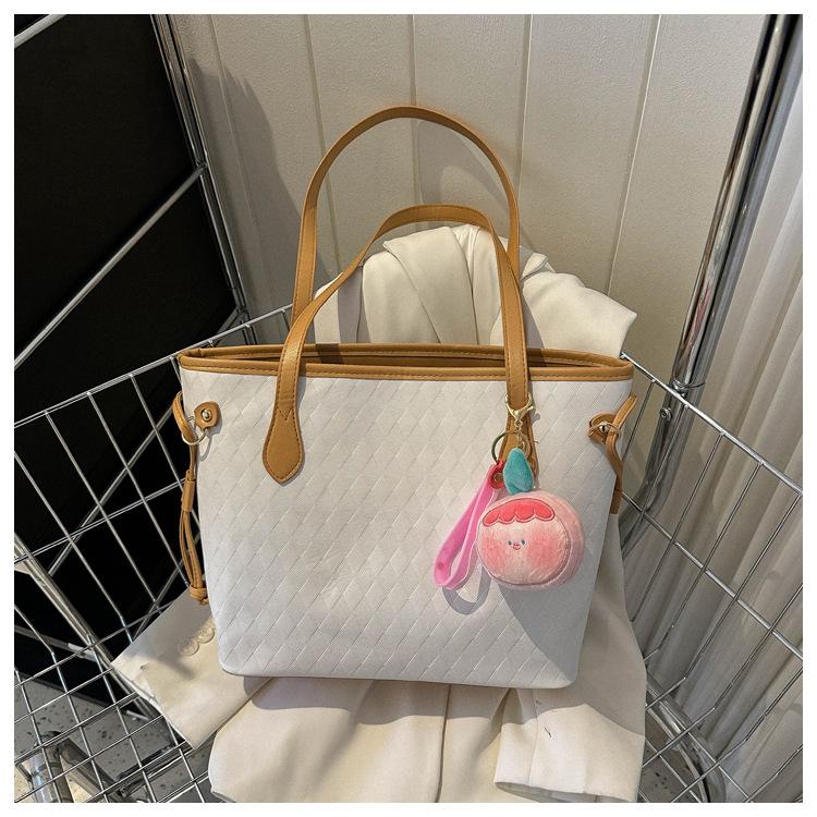 Women's Faux Leather Tote Bag Large Capacity Fashionable Shoulder Crossbody Bag Casual Office Handbag