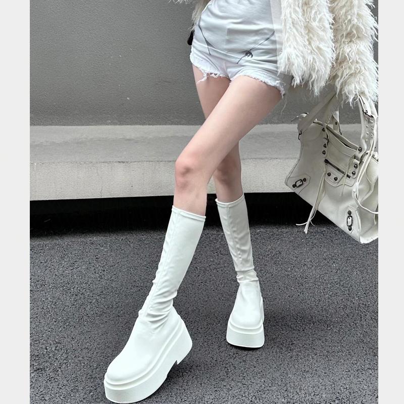 Women'S Autumn Winter High Tube Elastic Slim Fit Knight Thi Bot Long Boots Early Autumn Bla Fashion