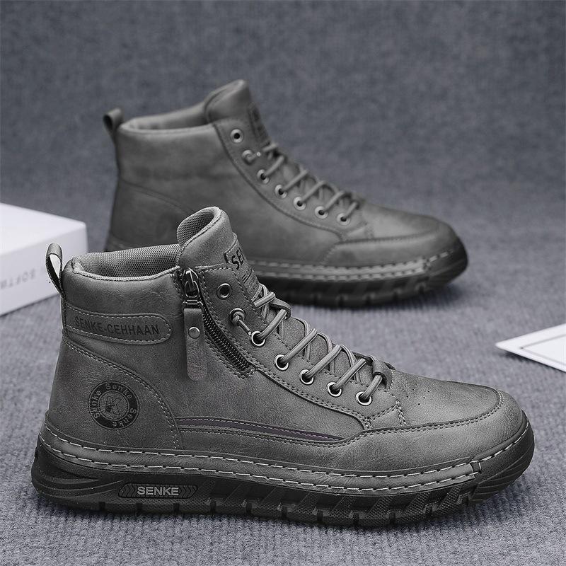 

Martin boots men s winter new British retro board shoes casual heightening platform locomotive short boots 44 сірий колір