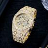 MISSFOX Men's Hip-Hop Fashion Chronograph: Full-Diamond Three-Eye Small Dial Sport Watch