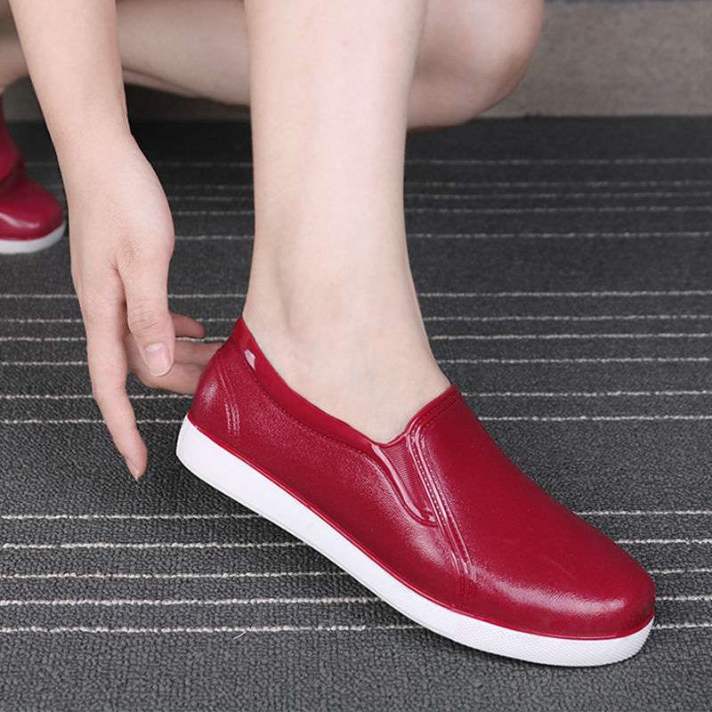 Spring and autumn casual rubber shoes women's shallow mouth low-top rain shoes women's short tube non-slip, waterproof and wear-resistant women's work