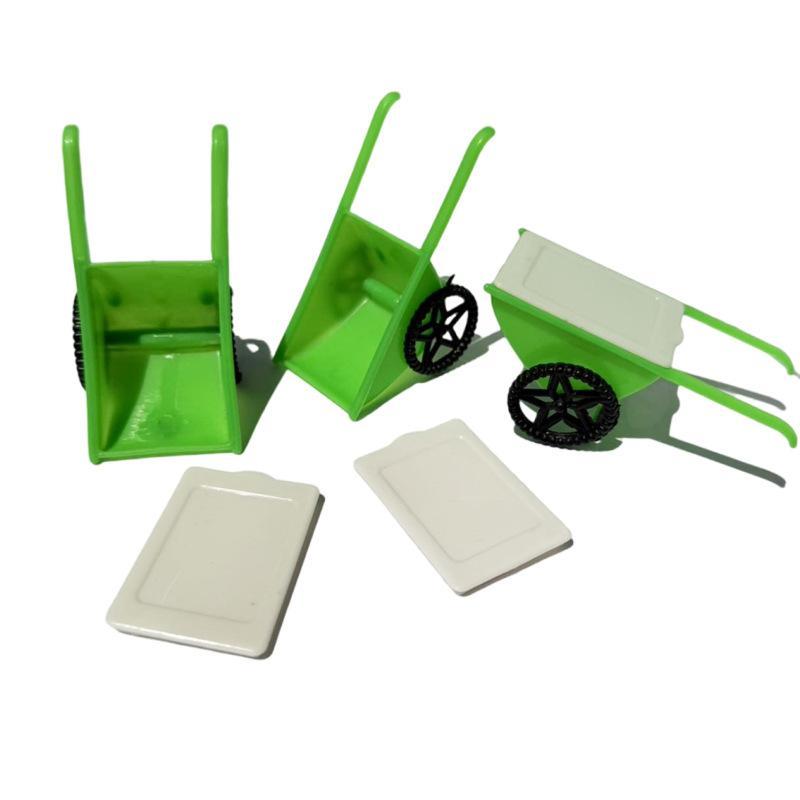 3Pcs 1/12 Dollhouse Accessories Miniature Gardening Cart Bucket Cart Model Doll House Home Decoration