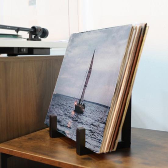 Black Record Storage Stand Holder Minimalist Retro Record Stand Heavy Duty Metal Vinyl Record Organizer for Records Photos Cosmetics